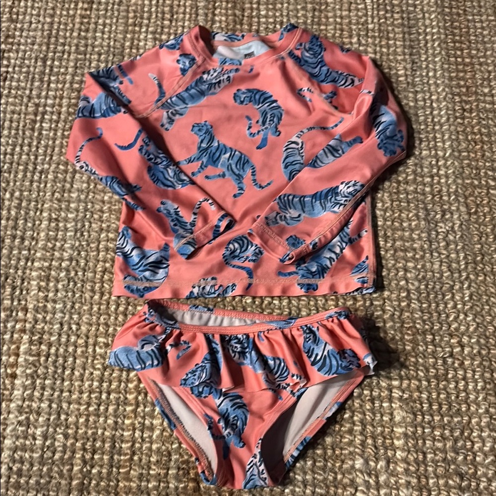 Tea Collection Pink and Blue Tiger Rashguard Set